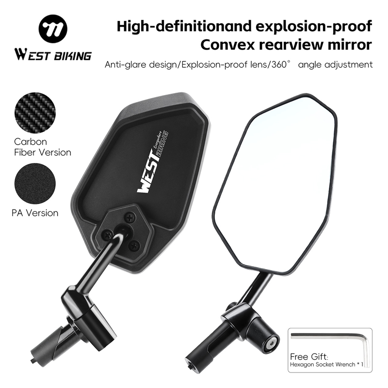 Mirror Handlebar Convex - WEST BIKING HD Parlama Önleyici Dışbükey