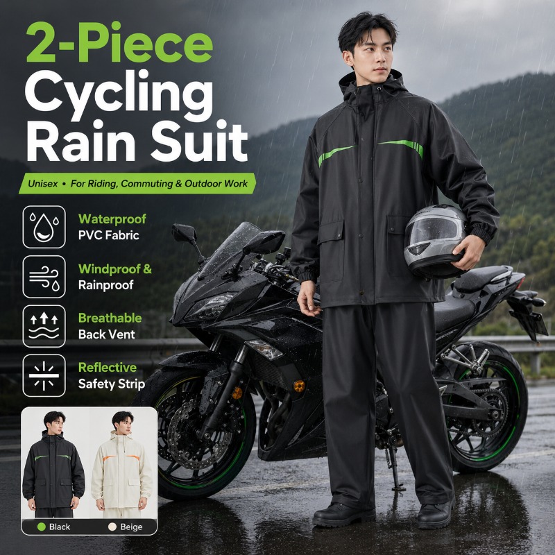 Cycling Commute Jacket - Unisex 2 Parçalı Su Geçirmez Bisiklet