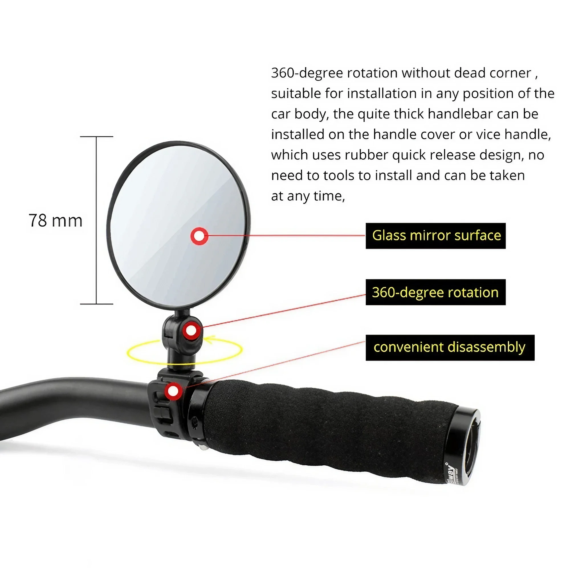 Ayarlanabilir Bisiklet Gidon D - Mirror Handlebar Convex incelemesi ve fiyatı